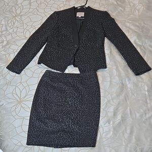 LOFT Animal Print Jacket and Skirt Set